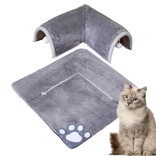 Katzentunnel-Bettteppich | Katzenrohrspielzeug mit einem hängenden Ball | Waschbares Katzenbett Höhle für Indoor-Katzen mit Plüschball | Quadrate Katzentunnel | Haustier-Plüschbett Hundehaus von Xasbseulk