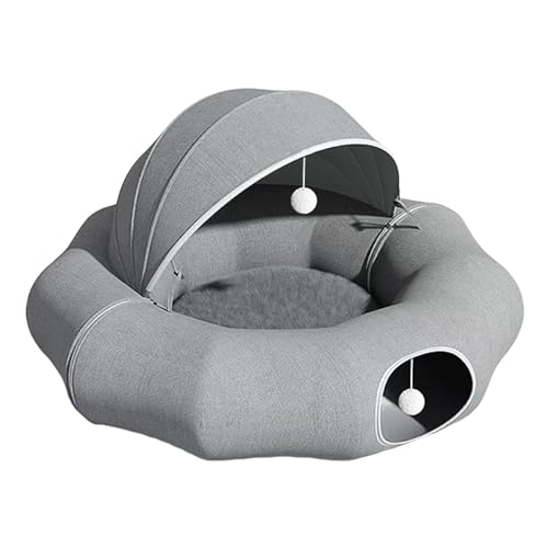 Katzentunnelbett, Katzentunnel mit Katzenbett für Indoor-Katzen, abnehmbares Donut-Design, Katzenspielplatz-Spielzeug, ansprechendes Haustier-Spiel-Tunnel-Spielzeug, perfekt für Katzen, Kätzchen, für von Xasbseulk