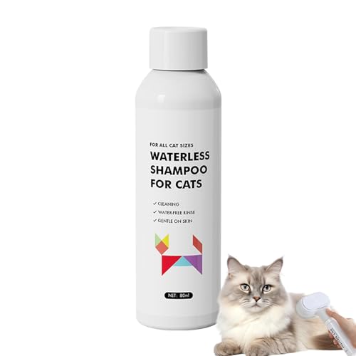 Wasserlose Katzen-Badebürste, Katzen-Shampoo, wasserlose Bürste, 2-in-1-Haustier-Badbürste, Shampoo-Hundebürste für schnelle Reinigung, Katzenpflege-Werkzeug, Haustierbedarf für Hunde und Katzen von Xasbseulk