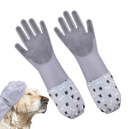Xasbseulk Fellpflege-Handschuhe für Hunde, Haustier-Pflegehandschuhe, weiche Hunde-Badehandschuhe zum Baden, Haustierreinigungshandschuhe, Hund Katze Baden Shampoo Handschuhe, Silikon von Xasbseulk
