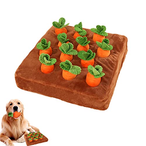 Xasbseulk Karotten-Patch-Hundespielzeug, Karotten-Plüschtier, Karottenernte-Kauspielzeug, quietschende Karotten, Anreicherung, Hunde-Puzzle-Spielzeug, weicher Boden, Plüschspielzeug für Haustiere, von Xasbseulk