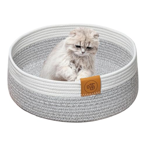 Xasbseulk Katzenkorbbett, Donut-Hundebett für den Innenbereich, leichte Baumwolle, gemütliches Hundebett, bissfeste Haustier-Kratzmatte, 14 cm, rundes Katzenbett zum Schlafen, Ausruhen von Xasbseulk