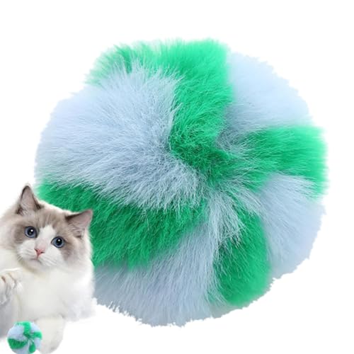 Xasbseulk Katzenspielball, Pompom-Bälle für Katzen, bunte, interaktive Haustier-Katzenbälle, Katzen-Trainingsball für drinnen und draußen, leichter Plüsch-Katzenball, interaktives Spielzeug von Xasbseulk