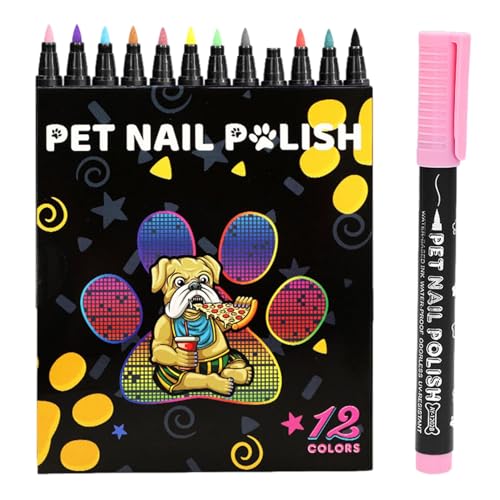 Xasbseulk Pet Nail Polish, Dog Nail Polish Pen, Pet Nail Drawing Kit, Pet Cosmetics Flexible Tip Pen, Quick Dry Nail Art Maniküre für Hunde, Katzen, Papageien, Kaninchen und andere Haustiere von Xasbseulk