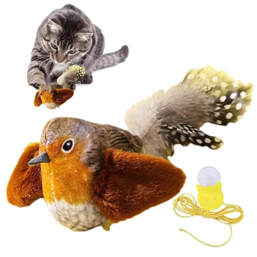 Xasbseulk Zwitscherndes Vogel-Katzenspielzeug – Flatternder Vogel Katzenspielzeug | Interaktives Plüschspielzeug | Leichtes, niedliches Katzenminze-Spielzeug für Geschicklichkeit | bissfestes, von Xasbseulk