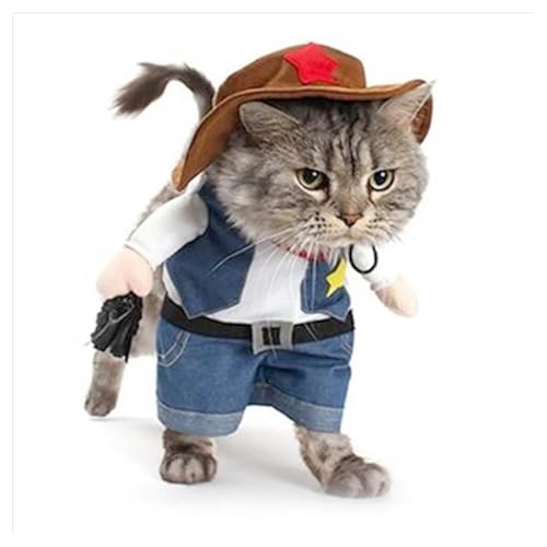 Cowboy-Kostüm mit Hut, süße Hundekleidung, West-Cowboy-Uniform, lustiges Haustier, Katze, Halloween-Cosplay-Kostüm, Outfit für kleine Hunde, Welpen, Katzen (A, M) von Xbemkste