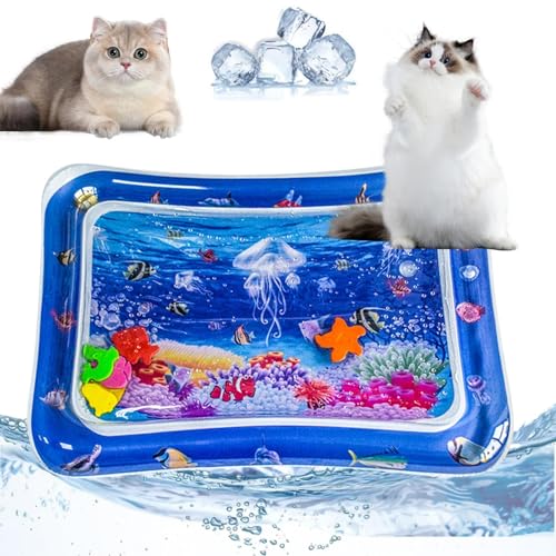 Xbemkste Sensor Water Playmat für Pet Sommer Sensorische Wassermatte Für Katzen Interaktives Katzenspielzeug Wasser-Sensor-Pad für Spaß Wasser Spielmatte für Gelangweilte Katzen Hunde (G 65 * 48cm) von Xbemkste