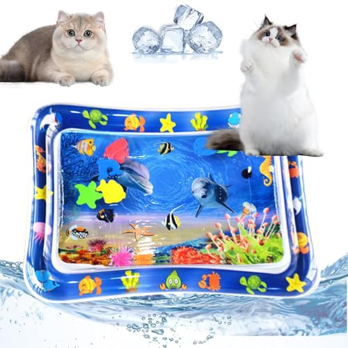 Xbemkste Sensor Water Playmat für Pet Sommer Sensorische Wassermatte Für Katzen Interaktives Katzenspielzeug Wasser-Sensor-Pad für Spaß Wasser Spielmatte für Gelangweilte Katzen Hunde (H 65 * 48cm) von Xbemkste