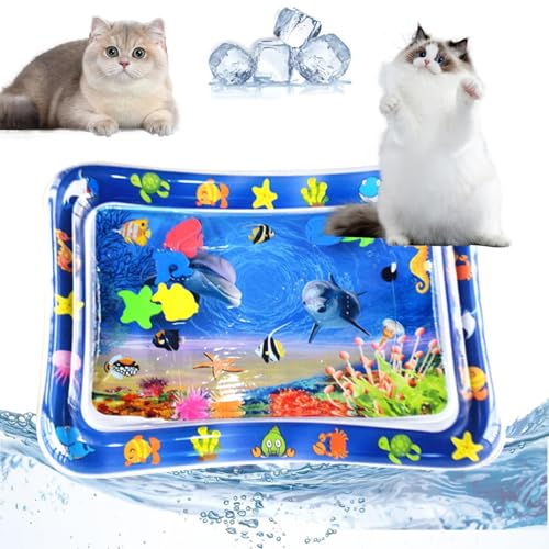 Xbemkste Sensor Water Playmat für Pet Sommer Sensorische Wassermatte Für Katzen Sensorische Wasser Spielmatte Interaktives Katzenspielzeug Sommer Wasser Spielmatte für Katzen Hunde 65 * 48cm (B) von Xbemkste