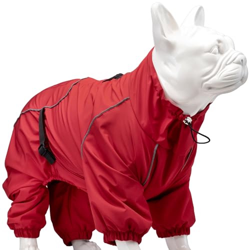 Xclusive Line by Lindodogs Hunde Regenmantel Quattro Nova, Rot, 40 x 29 x 37 cm, Regenjacke Hund aus Polyester, Winddicht und wasserabweisend von Xclusive Line