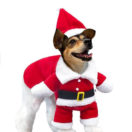 Hunde Weihnachtskostüm, Katzen Hund Weihnachten Kostüm Weihnachtsoutfit Hundekostüm Weihnachten mit Weihnachtsmütze (2XL, Red) von XehCaol