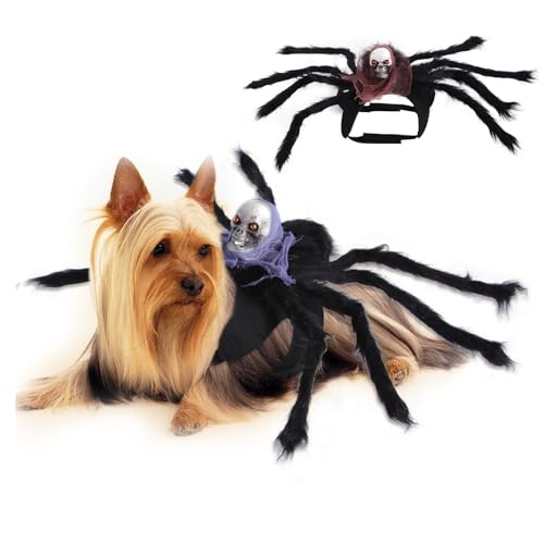 XehCaol Spinnenkostüm für Hunde und Katzen, Spinnenkostüm für Halloween Party Dekoration Haustier Cosplay Kostüm mit verstellbarem Klettverschluss (Braun, Einheitsgröße) von XehCaol