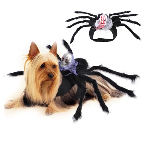 XehCaol Spinnenkostüm für Hunde und Katzen, Spinnenkostüm für Halloween Party Dekoration Haustier Cosplay Kostüm mit verstellbarem Klettverschluss (Rot, Einheitsgröße) von XehCaol