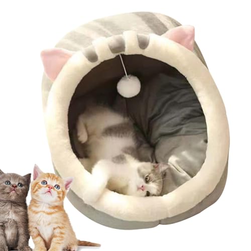 Katzenbetthöhle – Katzenbetten Für Den Innenbereich, Halbgeschlossene Haustierhöhle Mit Hängendem Spielzeug Und Wattepad, Waschbares Haus Für Kleine Tiere von Xeihuul