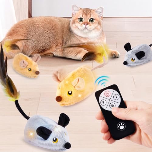 Xevinas Katzenspielzeug Maus, Interaktives Katzenspielzeug Fernbedienung Maus, Magic Maus Katze Katzenspielzeug Elektrisch USB Wiederaufladbares, Cat Toys for Indoor Cats Für Alle Katenrassen von Xevinas