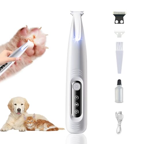 Xevinas Pfotentrimmer Für Hunde Mit LED Licht, Pfotentrimmer Für Hunde Extra Leise Wasserdichter, Trimmer Hundepfoten Hunde Krallenschleifer Fellpflege & Krallenpflege Für Hunde Wiederaufladbarer (B) von Xevinas