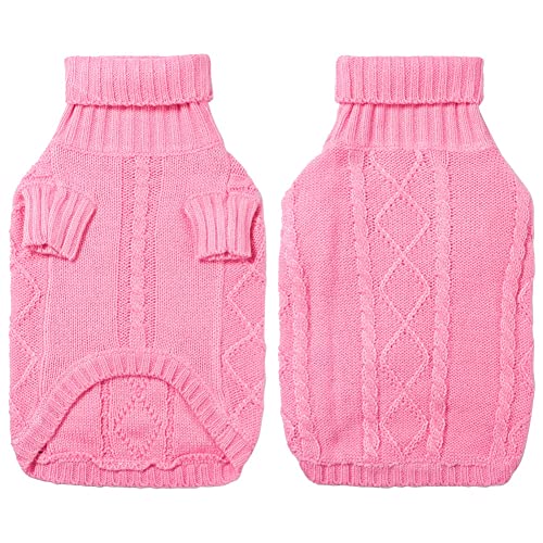 XhuangTech Hundepullover Rosa, niedliche Hundekleidung, Hund Strickpullover, Winter Hund warme Mäntel mit Beinen, Mädchen Hundekleidung, Haustierkleidung für Hunde, Hundepullover für kleine von XhuangTech