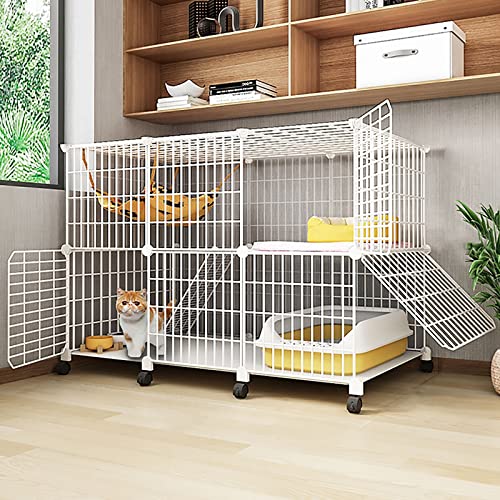 Großer, Indoor-Katzenlaufstall, Katzengehege, Frettchenkäfig, Hundekäfige für große Hunde, Katzenhütten mit Universalrad – für Katzen, Hasen, Chinchilla von XiRah