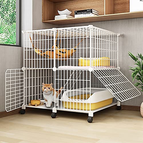 Großer, Indoor-Katzenlaufstall, Katzengehege, Frettchenkäfig, Hundekäfige für große Hunde, Katzenhütten mit Universalrad – für Katzen, Hasen, Chinchilla von XiRah