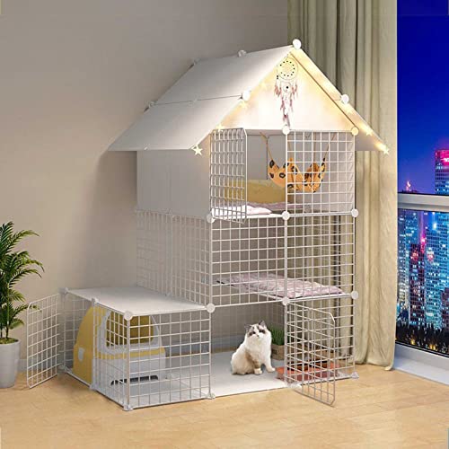 Indoor – Katzenlaufstall, Katzengehege, große Katzenkiste, Katzenhütte, Kätzchenlaufstall, Frettchenkäfig, Meerschweinchenkäfige, Hundekäfige für kleine Hunde – für kleine Tiere, Welpen, Kätzche von XiRah