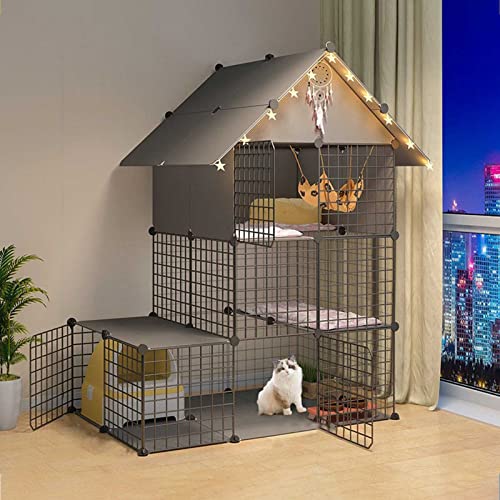 Indoor – Katzenlaufstall, Katzengehege, große Katzenkiste, Katzenhütte, Kätzchenlaufstall, Frettchenkäfig, Meerschweinchenkäfige, Hundekäfige für kleine Hunde – für kleine Tiere, Welpen, Kätzche von XiRah