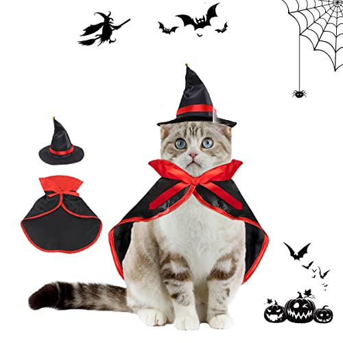 Haustiere Vampir Kostüm, XiXiRan Halloween Haustier Kostüm, Halloween Katze Hund Kostüm Set, Haustiere Cosplay-Kostüm, Halloween Pet Costume, Haustiere Katze Umhang Hut, Halloween Hund Kostüm von XiXiRan