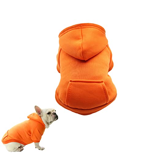 XiXiRan Hunde Hoodie Baumwolle, Hundemantel, Haustier Hund Warm, Mit Kapuze Hund Pullover Haustier Kleidung Hund Katze Kleidung, Hundekleidung Winter (S, Orange) von XiXiRan