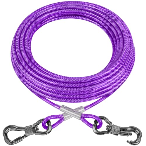 XiaZ Hundeleine, Hundeketten für draußen mit Drehhaken, Hundeleine für Hof, Outdoor und Camping, rostfreie Trainingsleine für kleine bis mittelgroße Haustiere bis zu 113 kg, 6 m, Violett von XiaZ