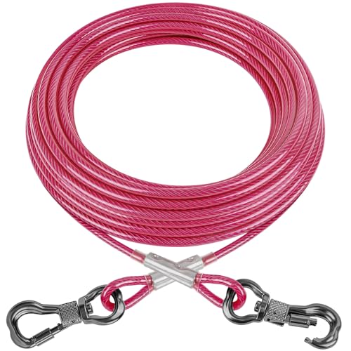 XiaZ Hundeleine, Hundeketten für draußen mit Drehhaken, Hundeleine für Hof, Outdoor und Camping, rostfreie Trainingsleine für kleine bis mittelgroße Haustiere bis zu 113 kg, 9 m, Rosa von XiaZ