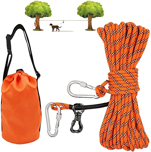 XiaZ Hundeleine für Camping, 15,2 m tragbares Überkopf-Trolley-System für Hunde bis zu 90 kg, Hundeleine für Hof, Camping, Parks, Outdoor-Events, 5 Minuten Aufbau von XiaZ