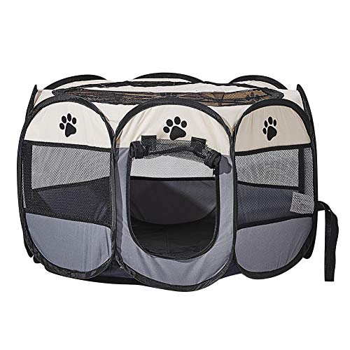 XianghuangTechnology Laufstall, weich, tragbar, faltbar, für Hunde und Katzen, für drinnen und draußen, 101,6 x 58,4 cm, Grau von XianghuangTechnology