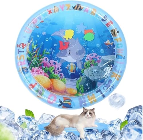 Sensor Wasser Spielmatte, Sensor Water Playmat, Wasser Sensor Spielmatte für Katzen, Hunde, Wassermatte Sensorisches Spielzeug, Sommer Wasserspielmatte für Kinder, Interaktives Katzenspielzeug (yuan) von Xiangqianzou