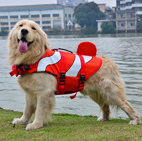 XIAOYU Hundeweste, verstellbare Schwimmweste für Haustiere Schwimmweste für Hunde, Schwimmkleidung für Neulinge Schwimmweste für Haustiere, Wassersicherheit am Pool, Strand, Bootfahrt, rot, S von XIAOYU