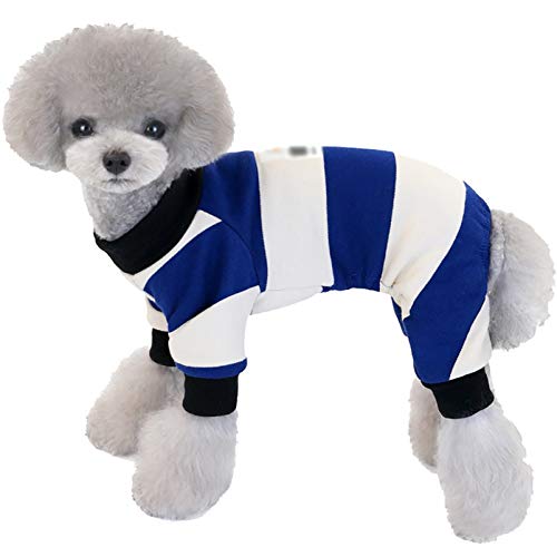 Haustier Kostüm Hund Kleidung, Cozy Streifen Haustier Kleine Hund Katze Chihuahua Herbst Winter Pullover Strick Kleidung Bluse Outfit Weiche Entzückende Warme Outfits Mantel Kleidung,Blau,2XL von XiinxiGo