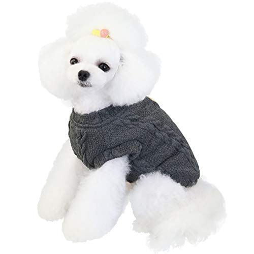 Haustier Kostüm Hund Kleidung, Haustier Kleine mit Taste Hund Katze Chihuahua Herbst Winter Pullover Strick Kleidung Bluse Outfit Weiche Entzückende Warme Outfits Mantel Kleidung,Dunkel Grau,2XL von XiinxiGo