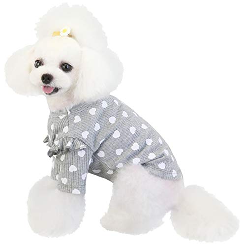 XiinxiGo Cotton Hundekleidung SüßHunde-T-Shirts Kleidung, Baumwollhemden Weich und atmungsaktiv, Hundehemden Bekleidung Fit für kleine extra kleine mittlere Hundekatze,Grau,L von XiinxiGo