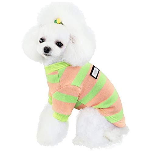 XiinxiGo Gestreifter hundepullover Weihnachts-haustierkleidung, Winddichter Warmer Rollkragenpullover,Rosa,2XL von XiinxiGo