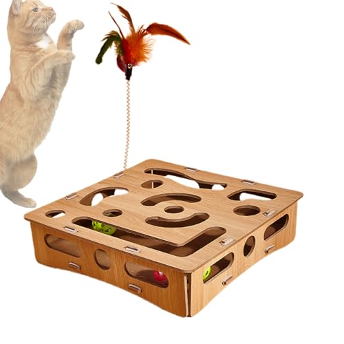 Xiixuuj Puzzles für Katzen – Kätzchen-Stimulations-Mentalbox – Holz, interaktiv, lustig, Langeweile, lindernd, Labyrinth-Box, Spielanreicherungszubehör für Indoor-Katzen Xiixuuj Puzzles für Katzen – Kätzchen-Stimulations-Mentalbox – Holz, interaktiv, lustig, Langeweile, lindernd, Labyrinth-Box, Spielanreicherungszubehör für Indoor-Katzen von Xiixuuj