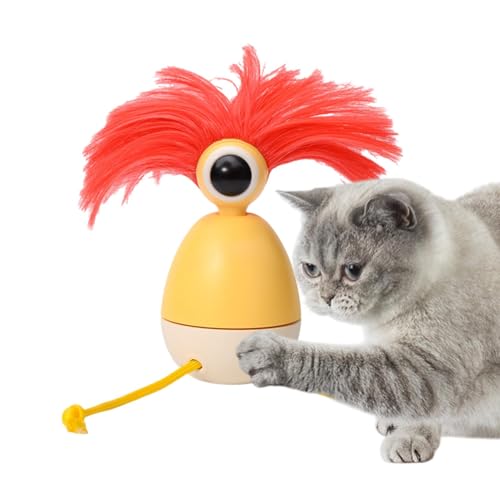 Xijobido Automatisches Spielzeug für Innenkatze, Cartoon -Haustierspielzeug,Smart Big Eye Cartoon Cat Kicking Toy | 360 -Grad -rotierende aktive PET -Spielpuppe, wiederaufladbare Kätzchenbilanzpuppe von Xijobido