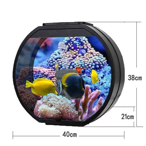 Aquarien Mode Kreative Fischtank Dekoration Wohnzimmer Büro des Desktops Kleines Rundglas ökologische faulfreie Änderung Aquarium Desktop-Aquarium(2) von Xilin-872