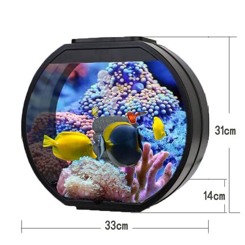 Aquarien Mode Kreative Fischtank Dekoration Wohnzimmer Büro des Desktops Kleines Rundglas ökologische faulfreie Änderung Aquarium Desktop-Aquarium(Blue) von Xilin-872