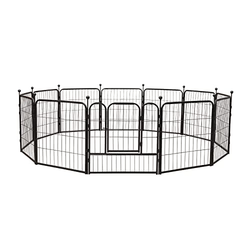 12 Platten Laufstall Hund, Hundelaufstall für Wohnung, Welpenauslauf, mit Tür, große Spielfläche 23,6x23,6 Zoll, geeignet für den Garten und draußen, schwarz von Xilinjyao