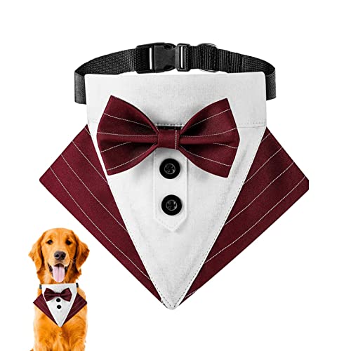 Hundehalstuch – Formelles Hochzeitstuch für Hunde – Hundehalsband mit Fliege, formelles Krawattenhalsband für Hauskatzen, Hochzeitskostüm für kleine bis große Hunde Ximan von Ximan