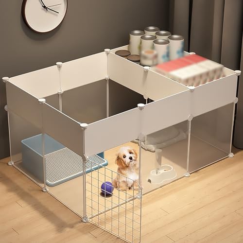 Katzengehege für den Innenbereich, DIY-Design-Hundekiste, mit Toilettenbereich, Hundezaun, Abnehmbarer Kleintierkäfig aus Metall, für Kätzchen, Kaninchen und Kleintiere (Größe: B-111 x 75 x 54 cm) von Ximengyuan