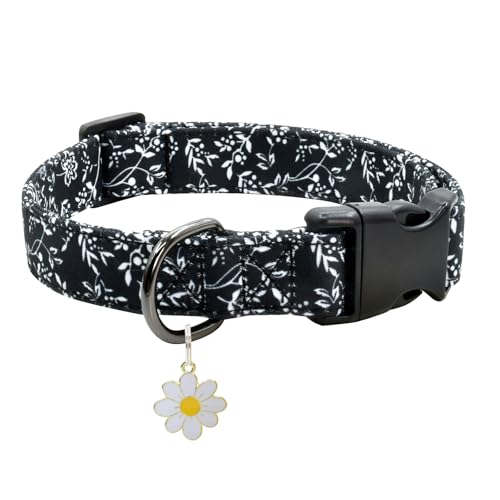 Hundehalsband mit Blumenmuster und Zubehör, weiche Baumwolle, für kleine, mittelgroße und große Hündinnen und Rüden von Ximipet