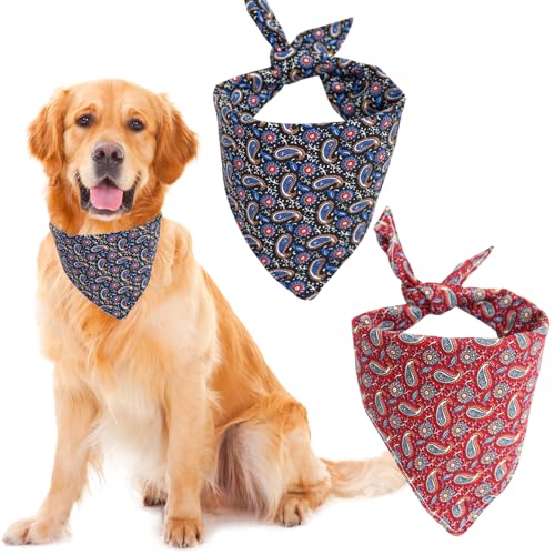 Ximipet Cashew-Blumen-Hundehalstücher, klassische Popkultur-Blumen, Dreieckstuch für kleine, mittelgroße und große Hunde, Haustiere und Katzen, 2 Stück (Schwarz & Rot) von Ximipet