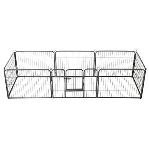 Xinglieu Hundebox mit 8 Paneelen aus Stahl 60 x 80 cm schwarz für Hunde von Xinglieu