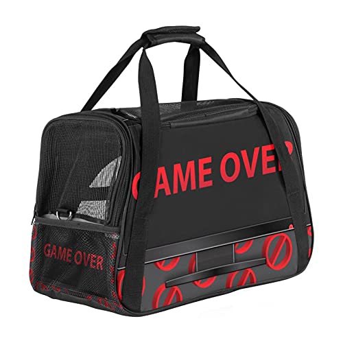 Xingruyun Hundetragetasche Creative Red Game Over Katzentragetasche Faltbare Transporttasche Atmungsaktiv Haustiertasche Für Katzen Und Hunden 43x26x30 cm von Xingruyun