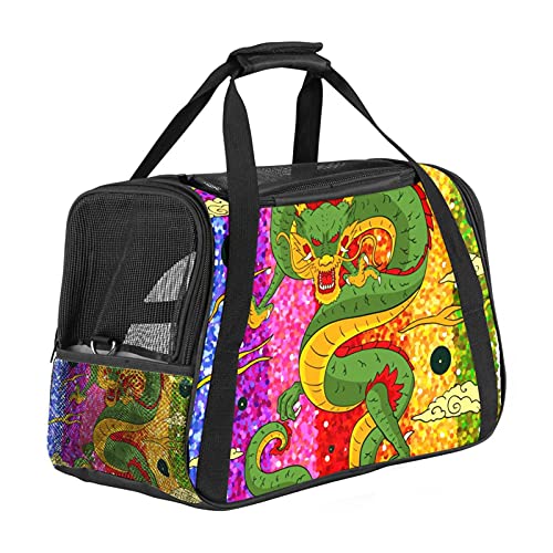 Xingruyun Hundetragetasche Drachen-Regenbogen-Streifen Katzentragetasche Faltbare Transporttasche Atmungsaktiv Haustiertasche Für Katzen Und Hunden 43x26x30 cm von Xingruyun