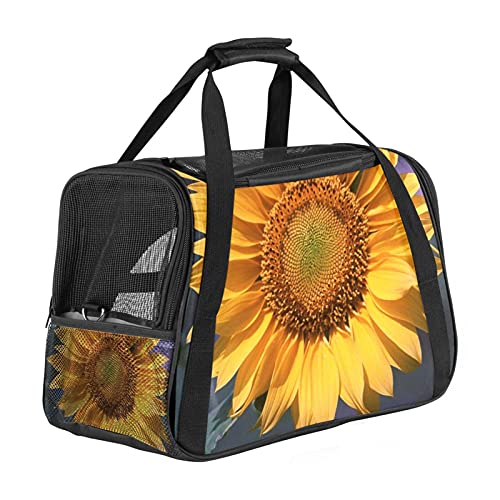 Xingruyun Hundetragetasche Gelbe Sonnenblume Katzentragetasche Faltbare Transporttasche Atmungsaktiv Haustiertasche Für Katzen Und Hunden 43x26x30 cm von Xingruyun